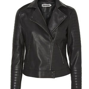 FAUX LEATHER Noisy May Zippered Notch Lapel Jacket
